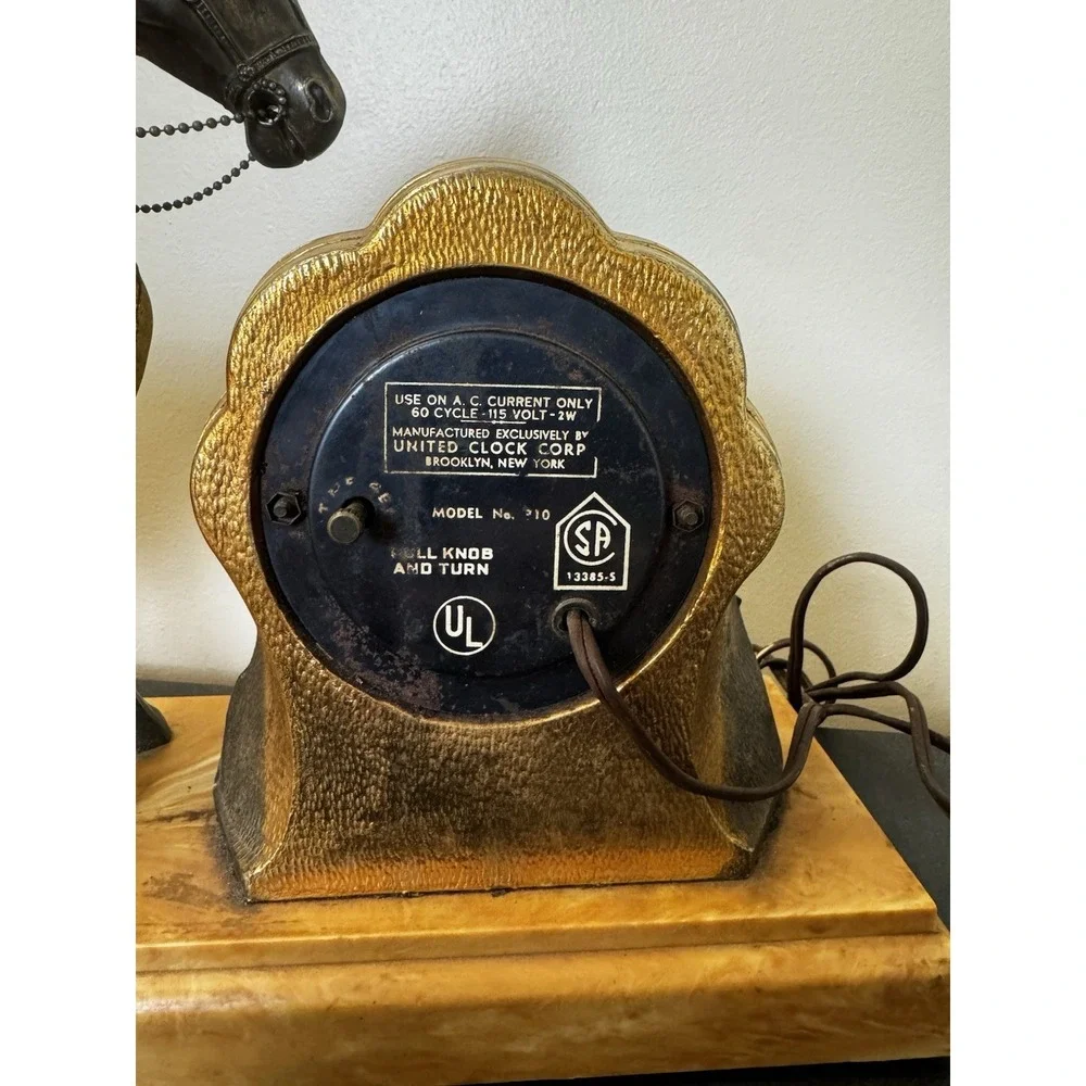 Vintage United Clock Corp Horse Mantel Clock Western‎ Boho Model 310